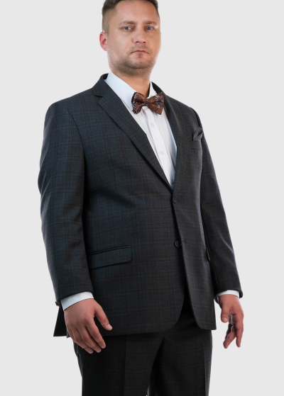 Luigi Regular Fit dark grey woolen checkered suit