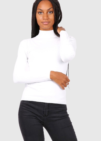 Gilberta balta sieviešu bītlene ar augstu apkakli