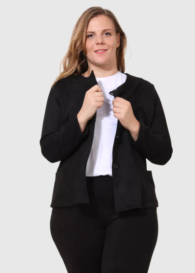 Alfonsina Lielo izmēru melna sieviešu žakete