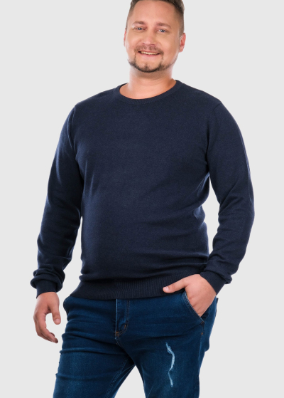 Ettore Plus Size navy men's round neck sweater