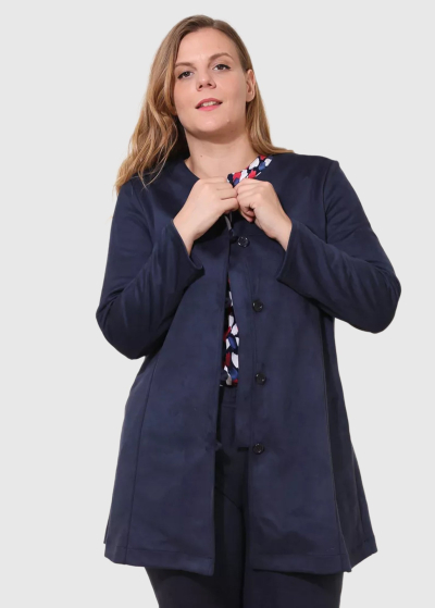 Alex Plus Size dark blue long blazer