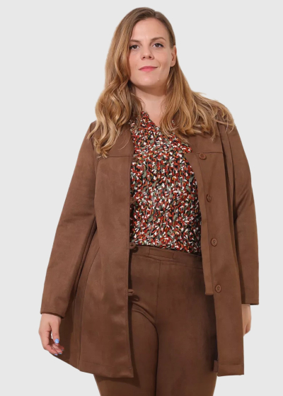 Alex Plus Size brown long blazer