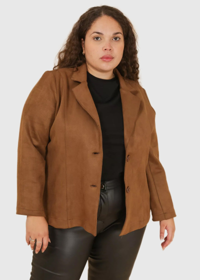 Alessandra Plus Size brown short blazer