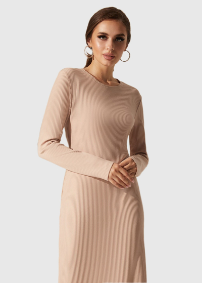 Beige long sleeve dress