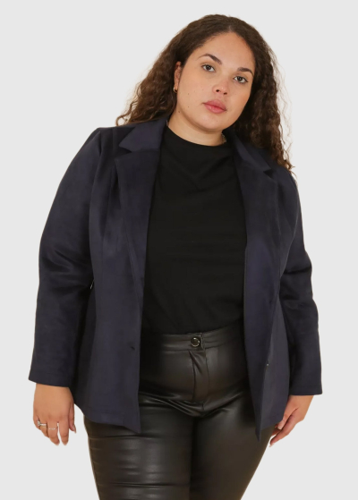 Alessandra Plus Size dark blue short blazer