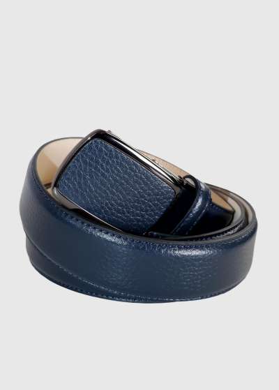 Alcide dark blue leather men's belt