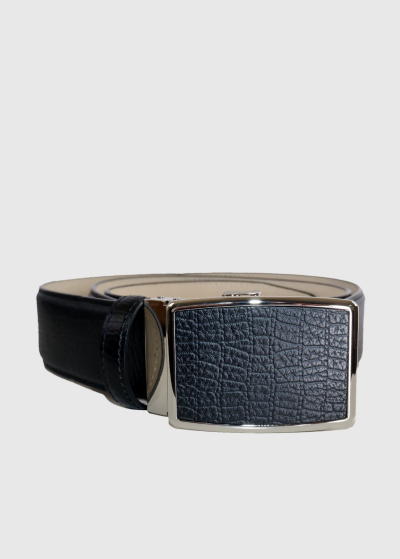Adalberto black leather men's belt