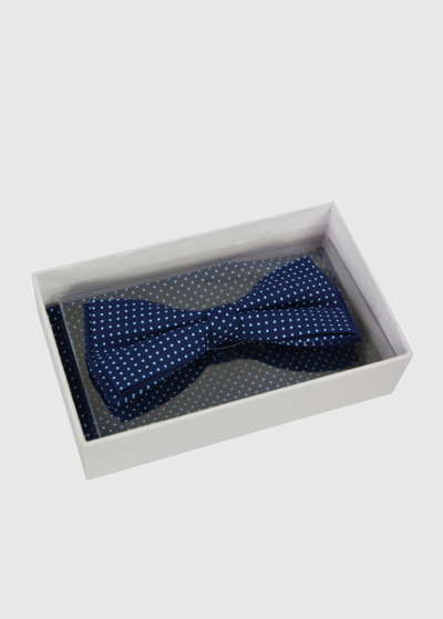 Dark blue polka dot bow tie and handkerchief