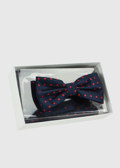 Polka dot bow tie and pocket square