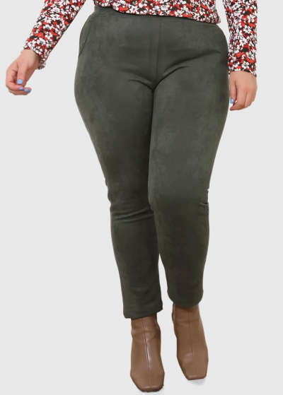 Adelina Plus Size khaki pants with pockets