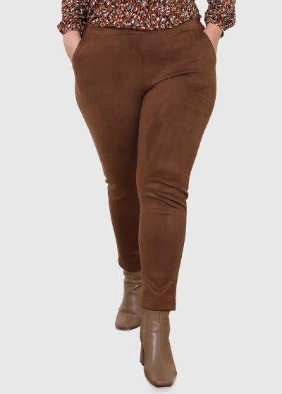 Adelina Plus Size brown pants with pockets