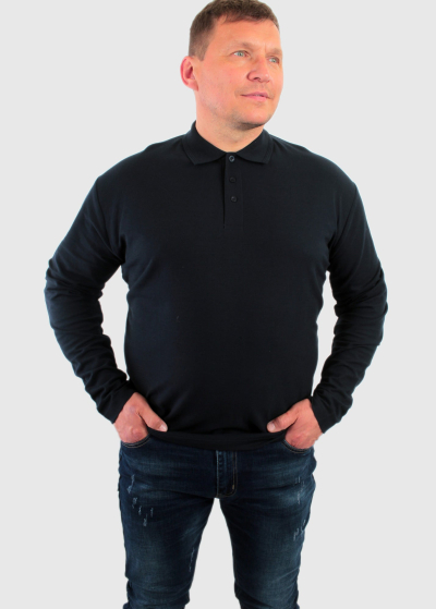 Vincenzo tumši zils polo krekls ar garām piedurknēm