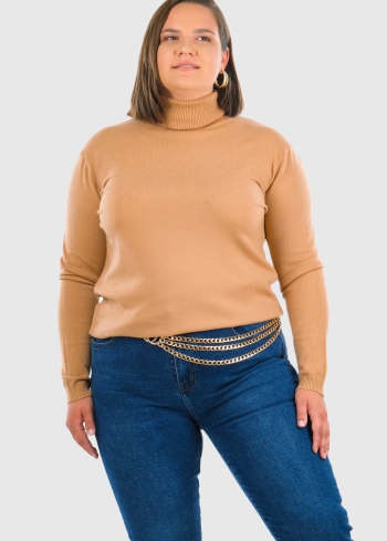Eulalia Plus Size beige women's turtleneck
