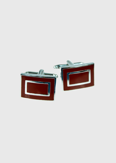 Men's brown rectangular cufflinks