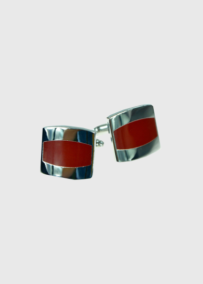 Men's brown rectangular cufflinks