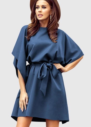 Agata blue dress with belt