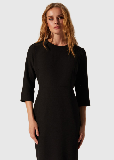 Black three quarter sleeve evening dress