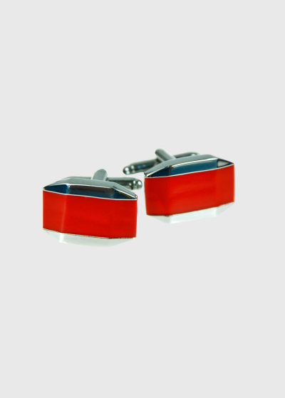 Men's red rectangular cufflinks
