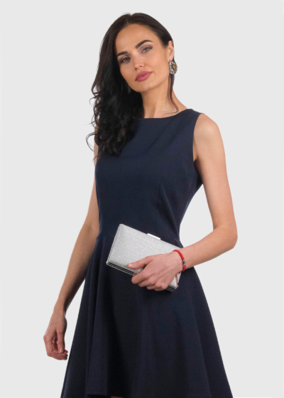 Oriana dark-blue fitted evening dress