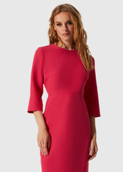 Pink three quarter sleeve evening dress