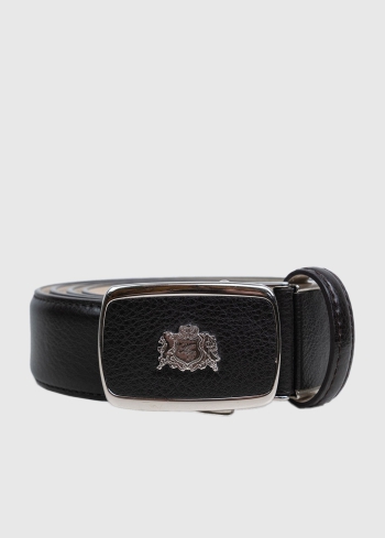 Leather logo buckle belt