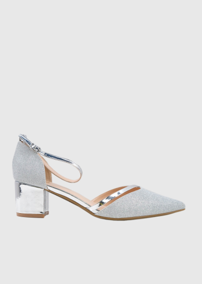 Elda silver women's thick heeled shoes