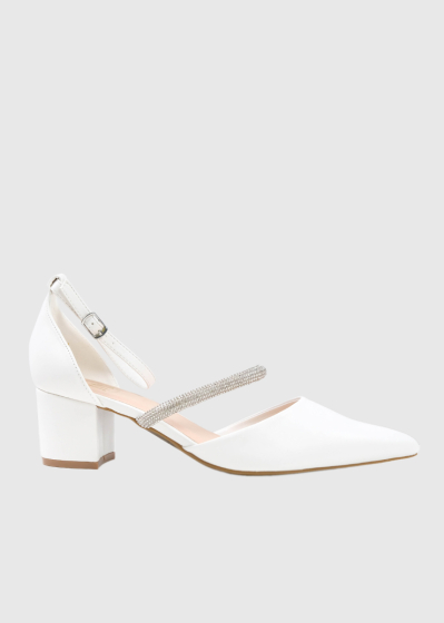 Edvige white women's thick heeled shoes