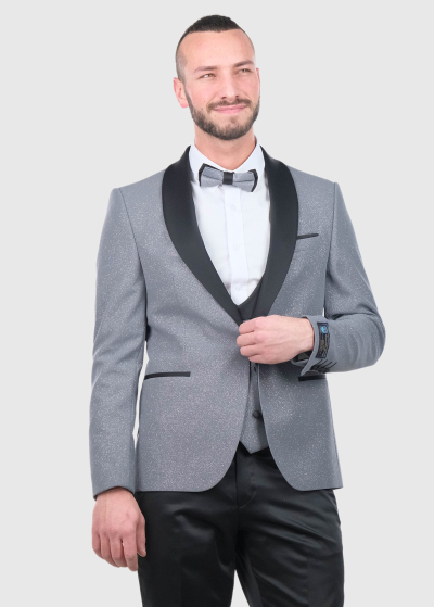 Adamo Slim Fit grey sparkle suit