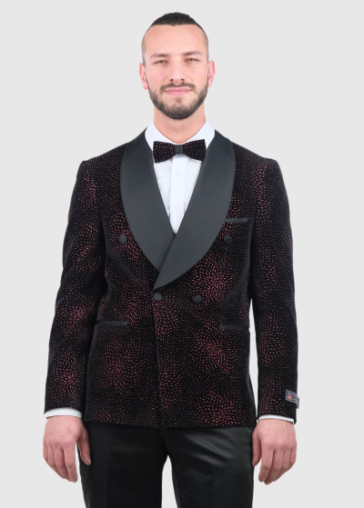 Adelardo Slim Fit black sparkle men's suit