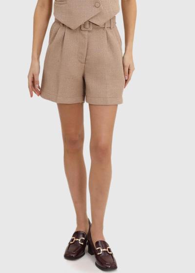 Damiana beige women's shorts wiht belt