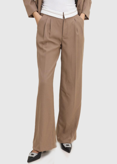Agnese beige women's pants with pockets
