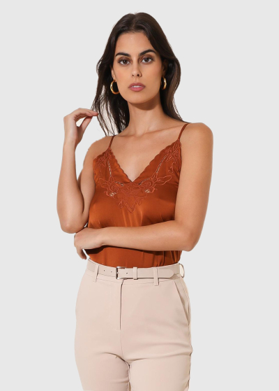 Crocifissa orange thin shoulder straps top