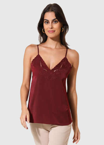 Crocifissa bordo thin shoulder straps top