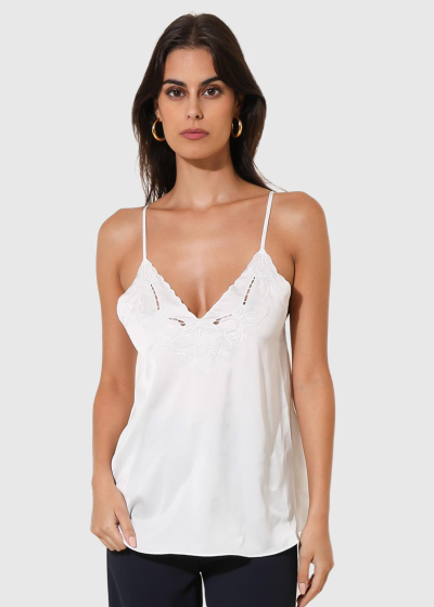 Crocifissa white thin shoulder straps top
