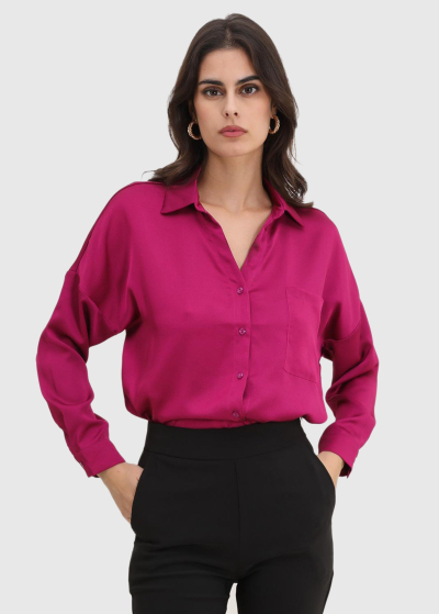 Dina розовая атласная женская рубашка