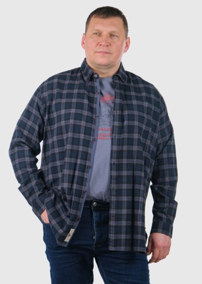 Luton Plus Size blue men's checkered shirt
