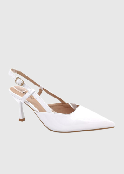 Jacobella white pointed toe heeled shoes 