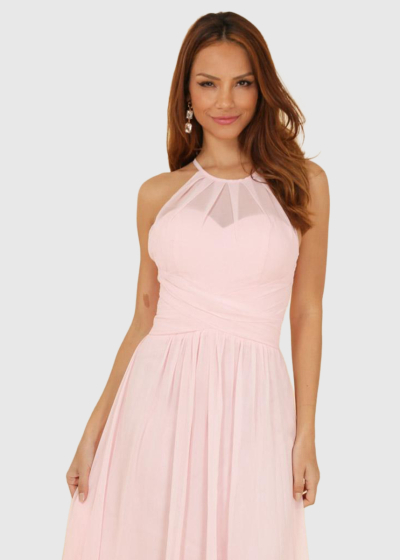 Virginia light pink long evening dress