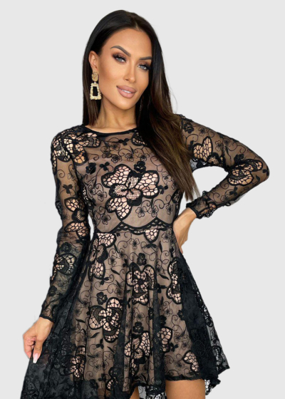 Urania evening dress with a dipped hem