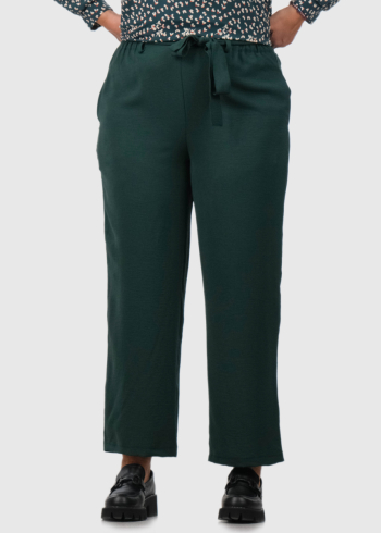 Paula Plus Size dark green women's belted pants