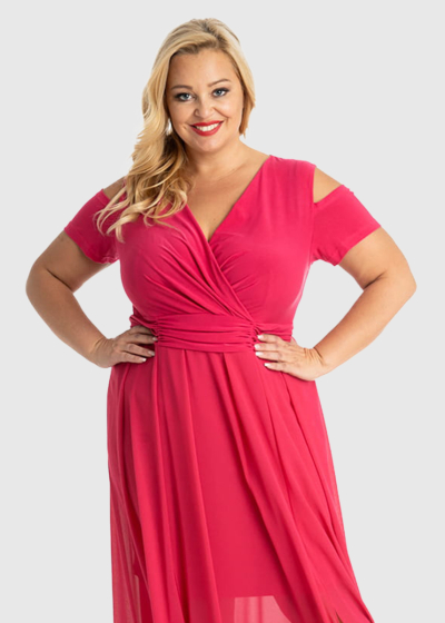 Ermenegilda Plus Size pink evening dress