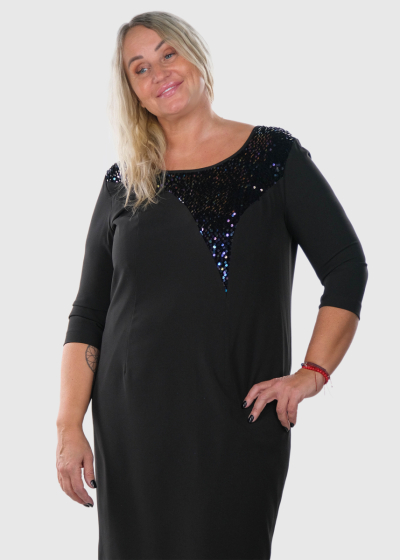 Gracia Plus Size black short evening dress