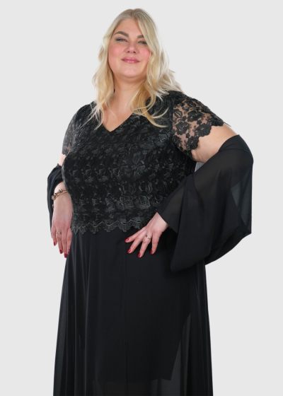 Adelita black Plus Size long evening dress