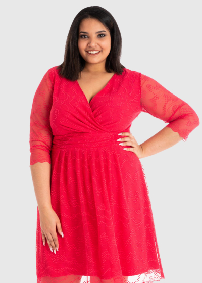 Alicia red Plus Size short evening dress