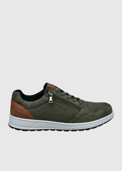 Bugatti Dark green men's zipped sneakers