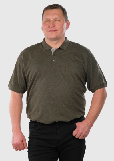 Rocco Lielo izmēru haki vīriešu polo krekls ar kabatu
