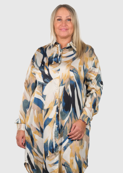 Aline Plus Size shirt dress with pattern