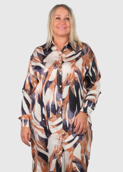 Aline Plus Size shirt dress with pattern