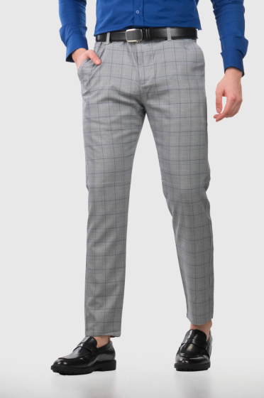 Dalmazzo grey mens checkered pants