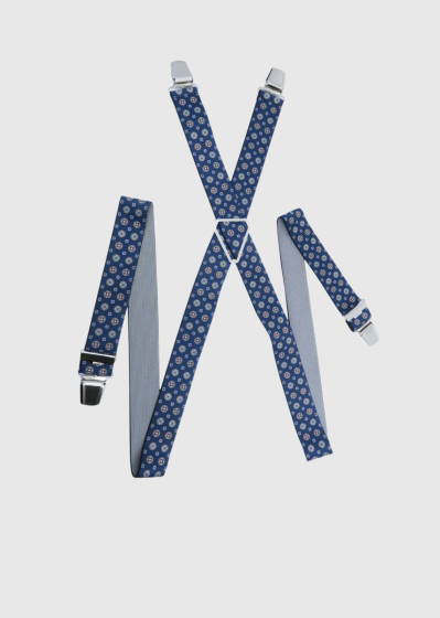 Leone dark blue men's suspenders with a print